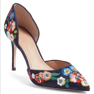 Tory Burch Rosemont Embroidered Pansy d'Orsay Pump